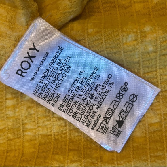 Roxy Women's Yellow Floral Simple Thoughts Short Sleeve Dress Size Medium - Picture 9 of 9